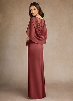 Azazie Hera Mère de la mariée Robes Robe Trapèze en Satin extensible Dentelle Terracotta image3