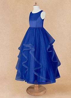 Azazie Sofia Flower Girl Dresses Royal Blue A-Line Beaded Tulle Dress image10