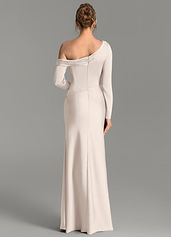 Azazie Sandra Bridesmaid Dresses White Alabaster Mermaid Long Sleeve Stretch Satin Dress image6