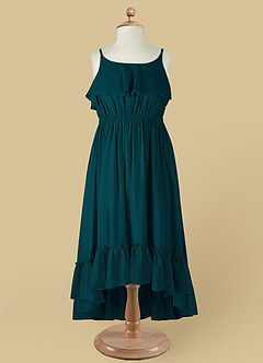 Azazie Karmen Flower Girl Dresses Pine A-Line Ruched Chiffon Dress image8