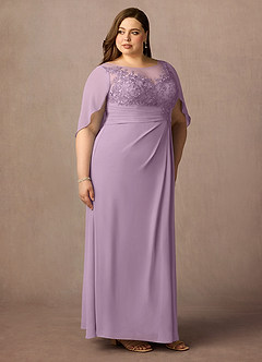 Azazie Hera Abiti per la Madre della Sposa Abito A-Line in Chiffon in Pizzo con Mantellina Glicine image10
