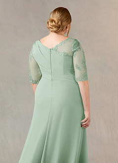 Azazie Dionysus Mother of the Bride Dresses Agave A-Line Boatneck Lace Chiffon Dress image11