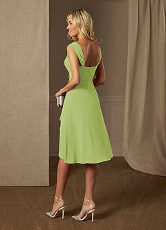 Azazie Olivia Final Sale Pear A-Line Square Neckline Pleated Chiffon Dress image11