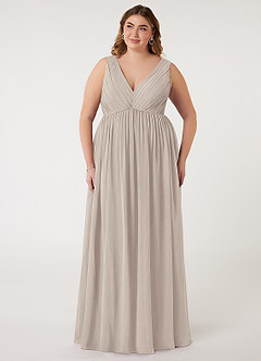 Azazie Ranvie Final Sale Black A-Line V-Neck Pleated Chiffon Dress image4