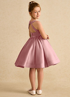 Azazie Julietta Robe Demoiselle D'honneur Fillette Robe Princesse en Tulle Convertible Rose Poussiéreuse image8