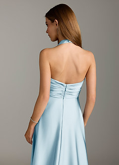 Azazie Tessie Bridesmaid Dresses Sky Blue A-Line Pleated Stretch Satin Dress image7