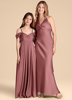 Azazie Kaitlynn Junior Jurk van Stretch Satijn met A-Lijn Off the Shoulder Amethist image3