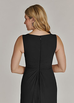 Azazie Manuella Mère de la mariée Robes Robe Trapèze en Mousseline de soie Col V plissé Noir image9
