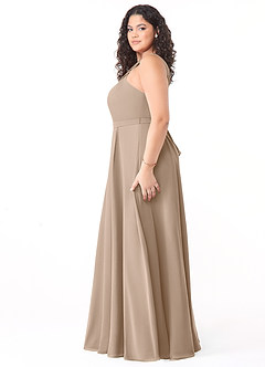 Azazie Dixie Bridesmaid Dresses Taupe A-Line Halter Pleated Chiffon Dress image8