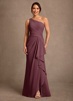 Azazie Floy Mother of the Bride Dresses Sangria Sheath One Shoulder Chiffon Dress image1