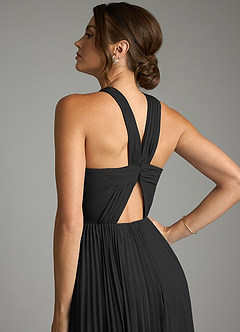 Azazie Afra Abiti da Damigella Abito A-Line in Chiffon Plissettato Nero image6