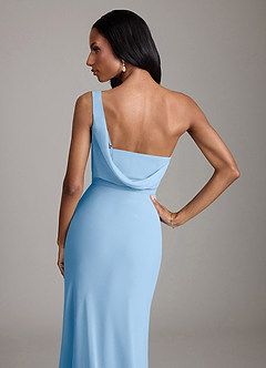 Azazie Madelyn Bridesmaid Dresses Powder Blue Mermaid One Shoulder Chiffon Convertible Dress image8
