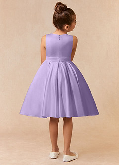 Azazie Coco Flower Girl Dresses Lilac A-Line Bow Matte Satin Dress image4