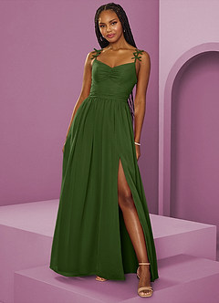 Barbie ♥ Azazie Bridesmaid Dresses Olive A-Line Pleated Chiffon Dress image12