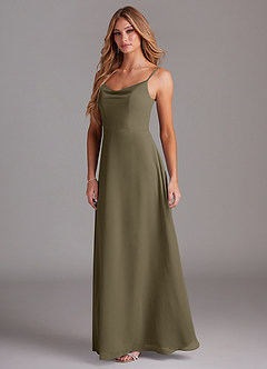 Azazie Daenerys Bridesmaid Dresses Willow Green A-Line Cowl Chiffon Dress image4