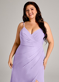 Azazie Maci Bridesmaid Dresses Lilac Sheath Pleated Chiffon Dress image12