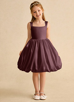 Azazie Nirvana Flower Girl Dresses Sangria Ball-Gown Ruched Matte Satin Dress image2