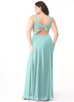 Azazie Nahrin Abiti da Damigella Abito A-Line in Chiffon con Scollo a V a Pieghe Acqua image10