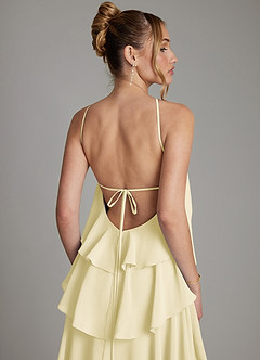 Azazie Deena Bridesmaid Dresses Lemon Sorbet A-Line Ruched Chiffon Dress image6