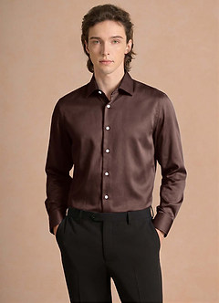 front Julian Ganache Stretch-Satin-Hemd