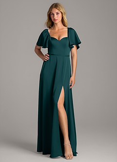 Azazie Chloe Bridesmaid Dresses Pine A-Line Sweetheart Neckline Stretch Satin Dress image1