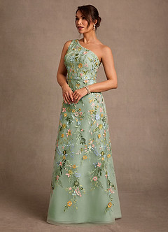 Azazie Bertie Mother of the Bride Dresses Dusty Sage A-Line Lace Dress image3