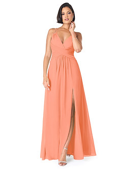 Azazie Farren Bridesmaid Dresses Sunset A-Line Pleated Chiffon Convertible Dress image1