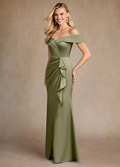 Azazie Laredo vestidos de madre de la novia Vestido de Pistacho de Satén Elástico de Corte Sirena con Vestidos sin tirantes image2
