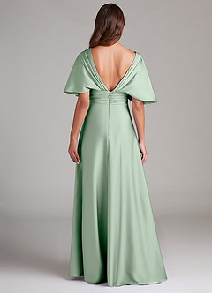 Azazie Pamela Brautjungfernkleider A-Linie Plissee Stretch-Satin Kleid Agave image2