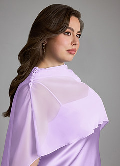 Azazie Jaleesa Robes de demoiselle d'honneur Robe Fourreau en Satin extensible Col haut Lilas image16