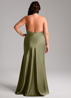 Azazie Lorena Bridesmaid Dresses Pistachio Mermaid Pleated Stretch Satin Dress image8