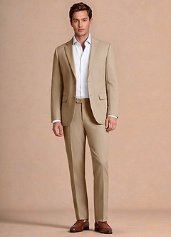 front Bennett Tan Traje de mezcla de lana