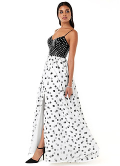 Gwen Black and White Polka Dot Contrast Gown image5