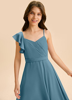 Azazie Kelsea Junior Abito A-Line in Chiffon Increspato Bermuda image7