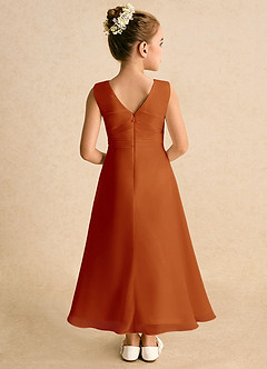 Azazie Edelweiss Flower Girl Dresses Paprika A-Line Pleated Chiffon Dress image6