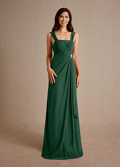 Azazie Clinton Mother of the Bride Dresses Dark Green A-Line Pleated Mesh Dress image7