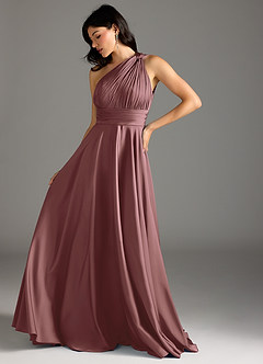 Azazie Charlize Bridesmaid Dresses Vintage Mauve A-Line One Shoulder Stretch Satin Dress image5