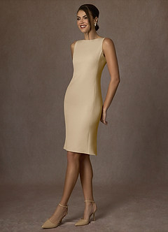 front Kennedy Champanhe Vestido estruturado com elastano