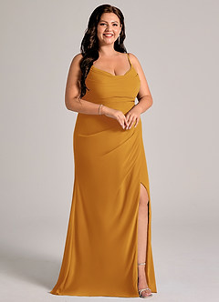 Azazie Deandra Brudtärnklänningar Klä av Sjöjungfru i Chiffong Plisserad Knäck image10