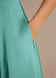 Azazie Niles Mère de la mariée Robes Robe Trapèze en Satin extensible Traînes Aqua image9