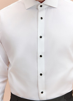 front Henry White Non-Iron 100% Cotton Stud-Front Cotton Tuxedo Shirt