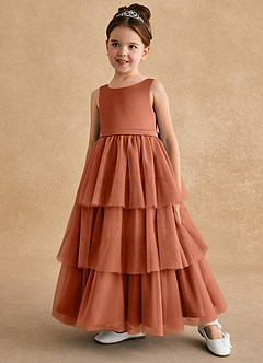 Azazie Megallie Flower Girl Dresses Cedar Rose A-Line Bow Tulle Dress image2