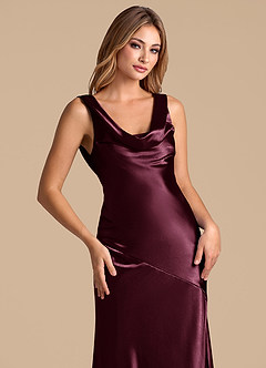 Azazie Rylina Bridesmaid Dresses Cabernet Mermaid Metallic Satin Dress image7