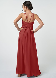 Azazie Leighton Junior Rust A-Line Pleated Chiffon Dress image3