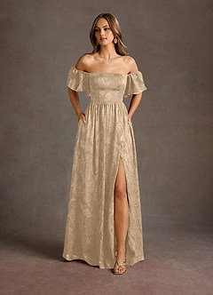 slim fit dress slacks Golden Hour Babe Cream Gold Detail Cami Maxi Dress main image 0