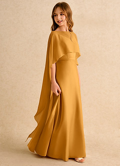 Azazie Fishie Girls Formal Flower Girl Dresses Butterscotch A-Line Matte Satin Dress image6