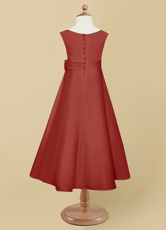 Azazie Lindy Flower Girl Dresses Terracotta A-Line Pleated Matte Satin Dress image11