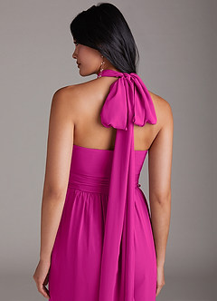 Azazie Lamara Robes de demoiselle d'honneur Combinaison Convertible en Mousseline de soie Épaule décolletée Fuchsia image10