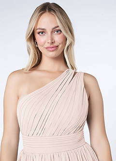 Azazie Molly Bridesmaid Dresses A-Line One Shoulder Chiffon Floor-Length Dress image5