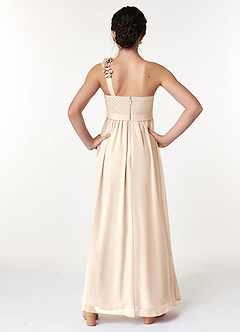 Azazie Flower Junior White Alabaster A-Line Pleated Chiffon Dress image2